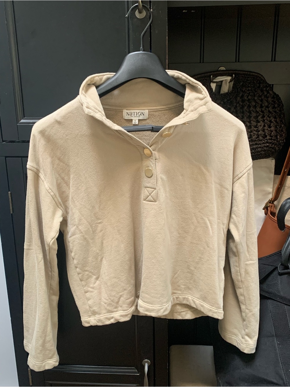Nation Los Angels Franz Sweatshirt in Vintage Khaki  100% Cotton top size S